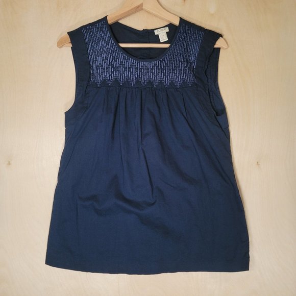 J. Crew Tops - J. Crew Embroidered Loose Fit Sleeveless Tank Blouse Women's 4